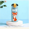 DIY 460ml Portable Kids Thermos Mug With Straw Stainless Steels Cartoon Vacuum Flasks Cute Thermal Water Bottle Customize logo