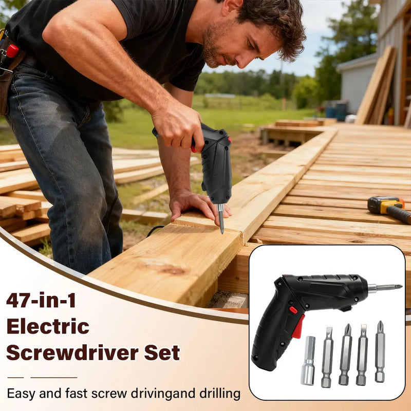 47PCS 3.6v 2PCS Cordless Screwdriver Set with Rechargeable Lithium Battery Household Electric Drill Tool for - View 2 | SAMAG