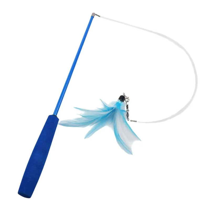 Durable 3-section Cat Teaser Wands Interactive Funny Telescopic Fishing Pole Stick Teaser Cat Accesorios