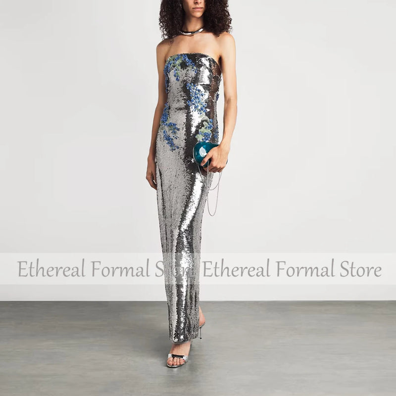 Glitter Customized Evening Gown For Women Sheath Formal | SAMAG