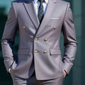 Fashion New Men's Leisure Boutique Business Banquet Solid Color Wedding Double Breasted Slim Fit Suit Blazers Jacket Pants