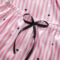 Summer Silk Satin Women's V-Neck Sexy Lace Suspender Pajama Shorts Set Stripes Heart Casual Women's Sleeveless Sexy Pajama Set