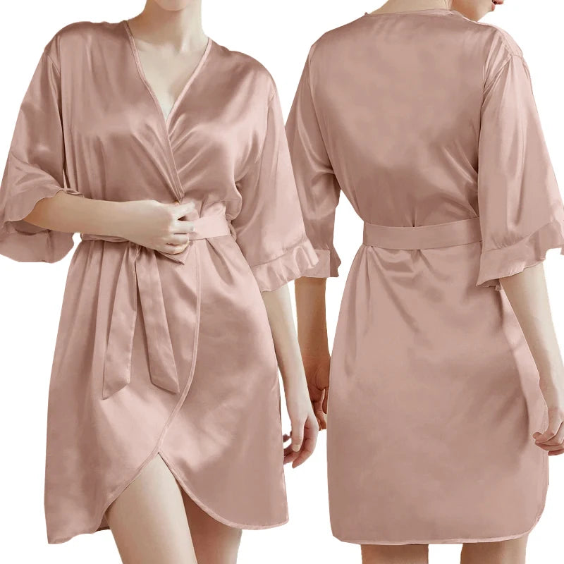Rose Gold Women Bathrobe White Letter Bride Bridesmaid | SAMAG