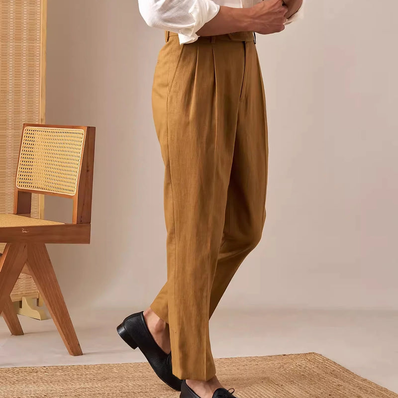 Men's Linen Blend Dress Pants Business Casual Trousers - View 2 | SAMAG