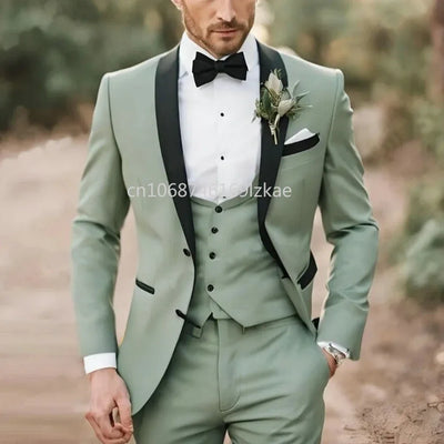 Elegant Light Green Formal Wedding Men Suit Groom Tuxedo | SAMAG