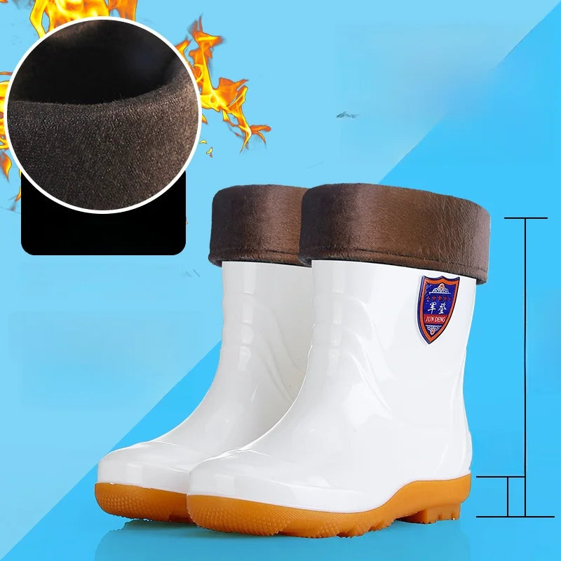 White Work Boots Waterproof Slip Resistant High And Medium Tube Food Hygiene Boots Rubber Shoes for Men Rain Boots
