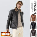 Faux Fur Faux Leather Men Jacket Thickened Plush Lining Warm PU Leather Jacket Brown Leather Jacket Winter Faux Fur Collar Coat