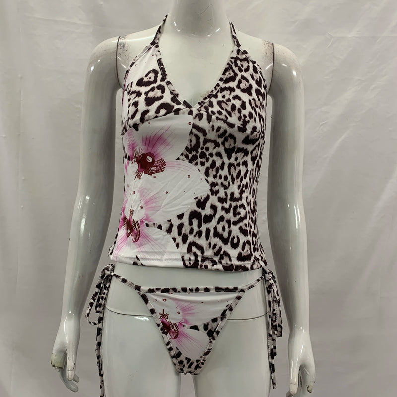 Women's Leopard Print Tankini Set V-Neck High-Waisted | SAMAG
