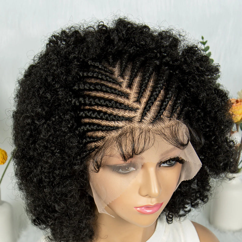 KIMA New Box Braided Wig Synthetic Full Lace Wigs Short Lengths for Black Women Men Braided Wig With Baby Hair Box Braiding Wigs
