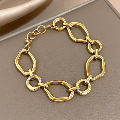 Irregular Geometric Circle Chain Bracelets for Women Fashion Gold Silver Color Stainless Steel Waterproof Jewelry | SAMAG