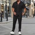 Cross-Border Men's Summer New Solid Color Button-Up | SAMAG