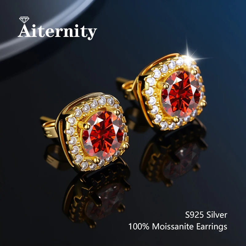 D VVS1 Moissanite Stud Earrings For Women Pass Diamond Tester Pen S925 Platinum Plating Moissanita With 2 Certificates