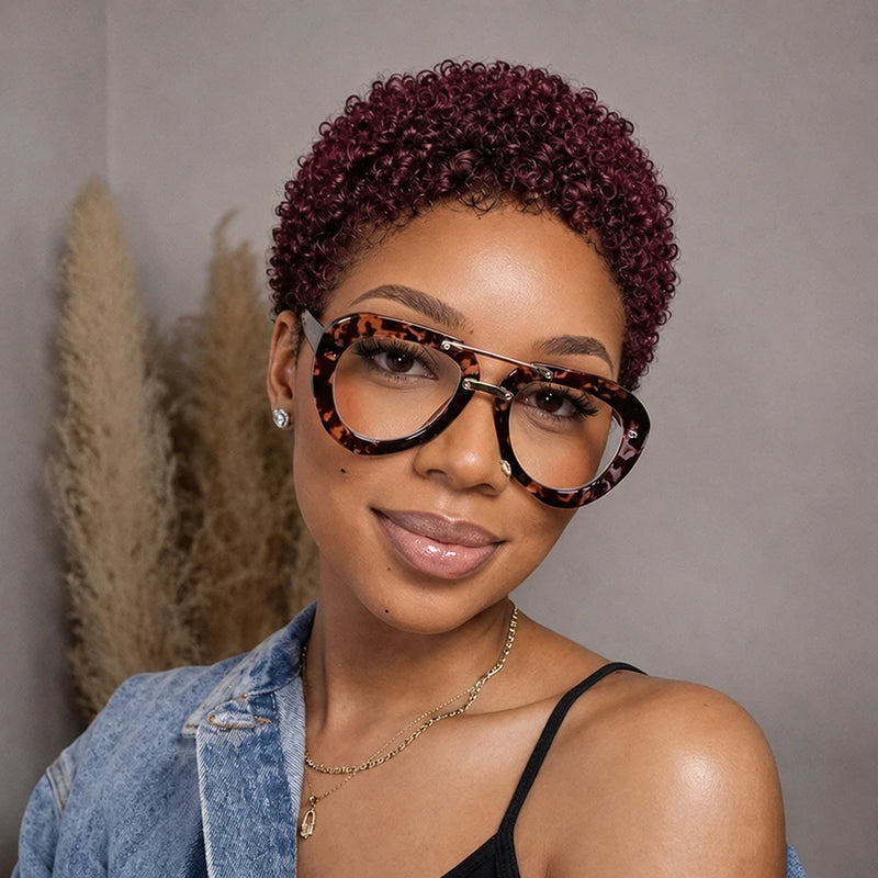 Afro Short Pixie Cut Wigs Human Hair Short Kinky Curly Wigs for Women Bazilian Remy Hair Machine Made Cap Daily Party Cosplay