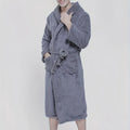 Cozy Coral Velvet Robe - Men's Soft Long Hooded Pajamas for Home, Lounge & Sleepwear. Perfect After Bath! 🛁✨