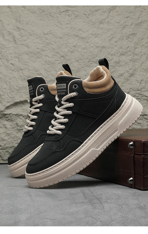 Men's shoes four seasons breathable soft-sole non-slip casual shoes fashion youth Joker flat shoes Thick sole sports board shoes