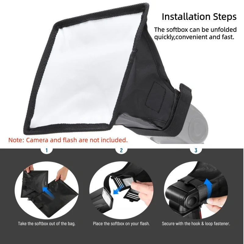 RF17 Universal Flash 30cm Diffuser Light Softbox 20cm Collapsible with Storage Pouch Compatible with Canon Nikon Sony