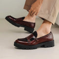 Size 37-48 Leather Monk Shoes Thick-soled British Style Black Formal Business Shoes Fashion Luxury Slip-On Casual Shoes