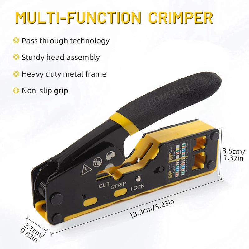 6088 Through-Hole Wire Crimper 8P6P Dual-Use Pliers for RJ45 Punch-Down RJ45 Crystal Head