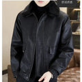 2025Men's Fleece-Lined Thickened Fur Collar Leather Jacket |  Autumn & Winter New Style  High-Quality