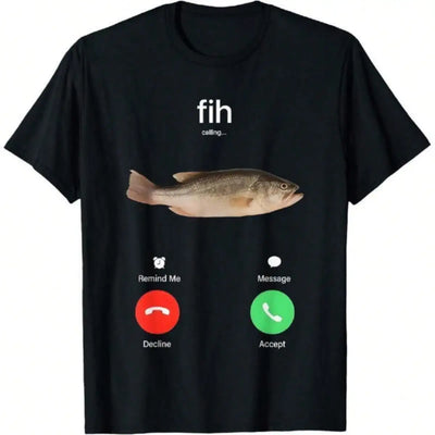 100% Cotton Fih Calling Remind Me Message Decline Accept Phone Call Fish Fit Casual Streetwear Men Gifts Flower Print | SAMAG