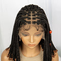 14inch Synthetic Lace Front Bob Braided Wig with Beads Short Box Braided Wigs Knotless Braided Wigs with Baby Hair for Women