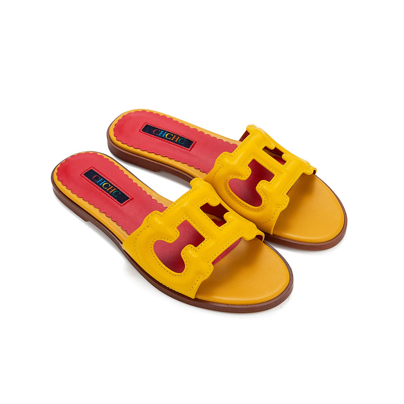 CH Women's Solid Color Slippers for Outings, Exquisite and Fashionable Brand, Versatile Casual Women's Flat Shoes