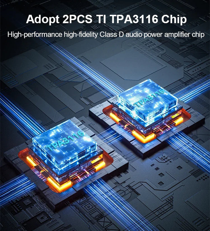 Woopker Audio Amplifier 2*100W HiFi Digital Stereo TPA3116 Bluetooth 5.3 Multifunction Dual Channel Power Amplifier Home Theater