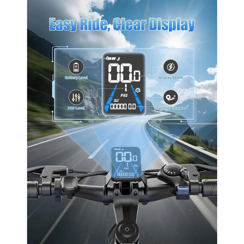 Electric Bike for Adults, 1500W Peak Motor, Ebike with 7-Speed, 65 Miles 25MPH, Electric Mountain Bike with 480Wh, Customized