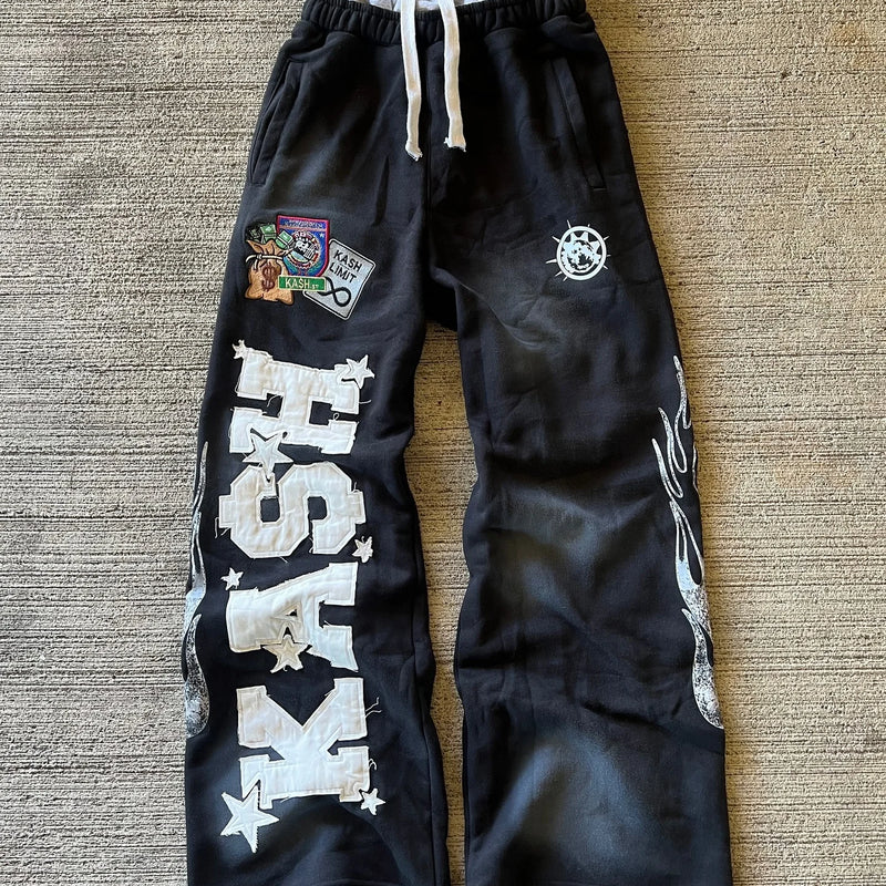 American Cartoon Graffiti Sweatpants Y2K Pants Mens Gothic Hip Hop Cartoon Retro Baggy Elastic Waist Jogging Casual Trousers