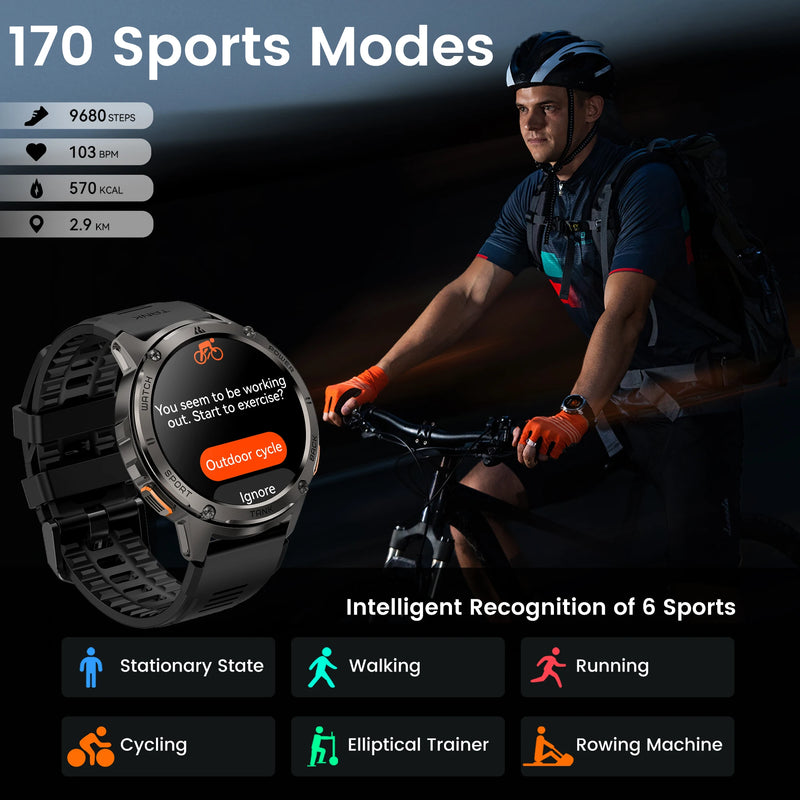 [Hot Selling] KOSPET TANK T3 Smart Watch For Men with Call and Text Digital Fitness Watches AMOLED AI Voice AOD BluetoothTracker
