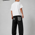 UP.THE Men Black Baggy Wide Leg Jeans, Y2K Oversized | SAMAG