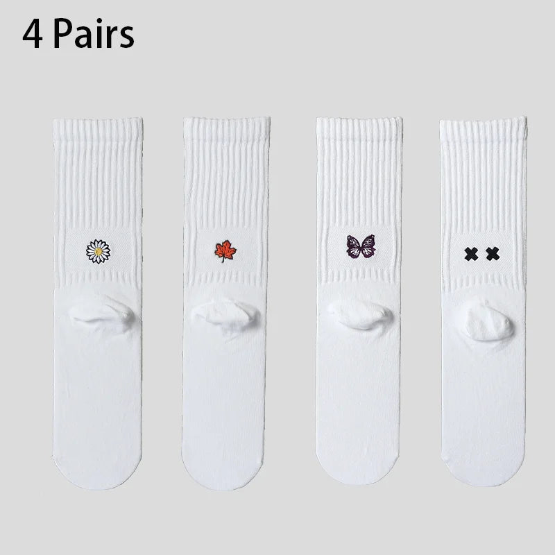 4 Pairs Men's Cotton Work Socks Long Running Breathable | SAMAG