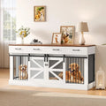Oversized Dog Cage Furniture, Indoor Dog Bed with Detachable Partitions and Drawers, Sturdy Wooden Dog Box TV Stand