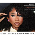 Kinky Curly Knotless Crochet Human Hair for Miracle Knots Boho Braid Ready Time-Saving Pre Separated Strands Natural Black Feather Extension 10-30 Inch 65g/Pack