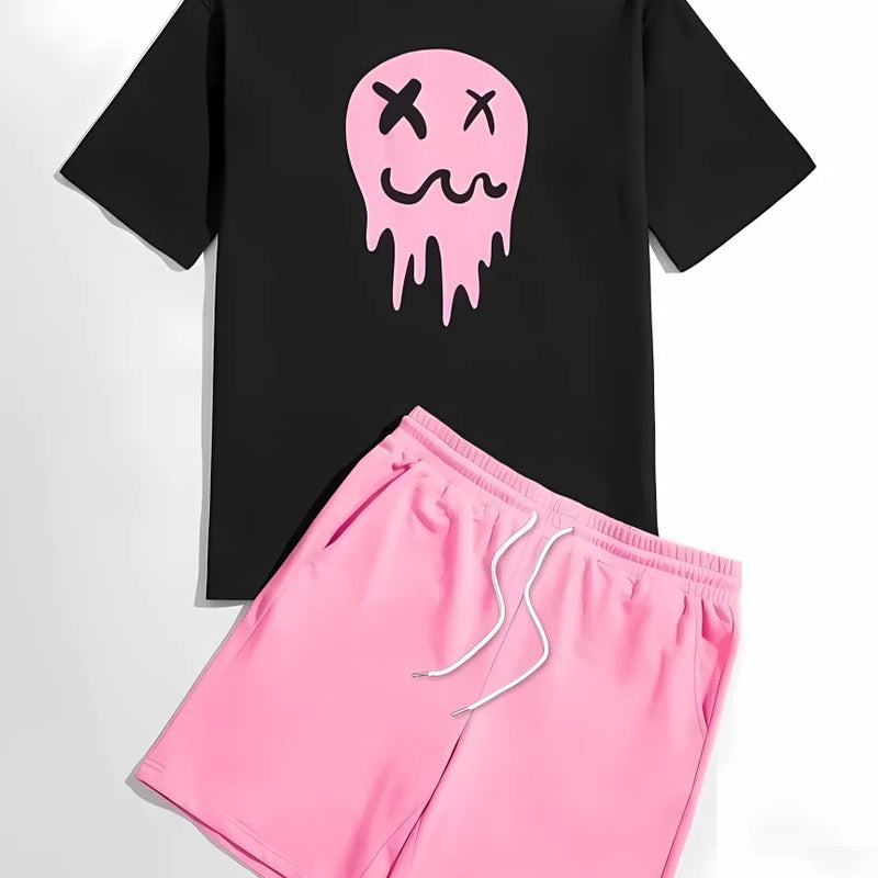 Men's 3D Printed Fashionable T - Shirt+Shorts Set, Fun Pattern Short - Sleeved Breathable Quick - Drying Top - View 5 | SAMAG