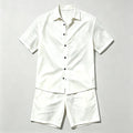 Men Linen Two Piece Outfit Short Sleeve Lapel Button | SAMAG
