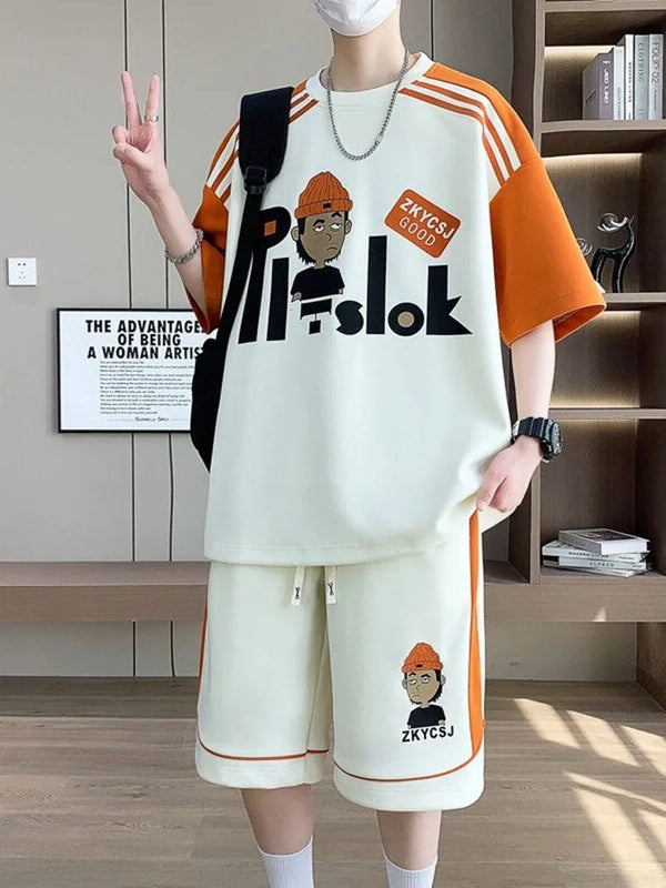 Summer Fashion Trend Printed Short - Sleeved T - shirt Sports Suit Men's Loose and Comfortable Large Size - View 2 | SAMAG