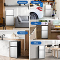 Mini Fridge with Freezer, 3.2 cuft Small Refrigerator, Energy Saving, Low Noise, Double Door Compact Refrigerator for Dorm