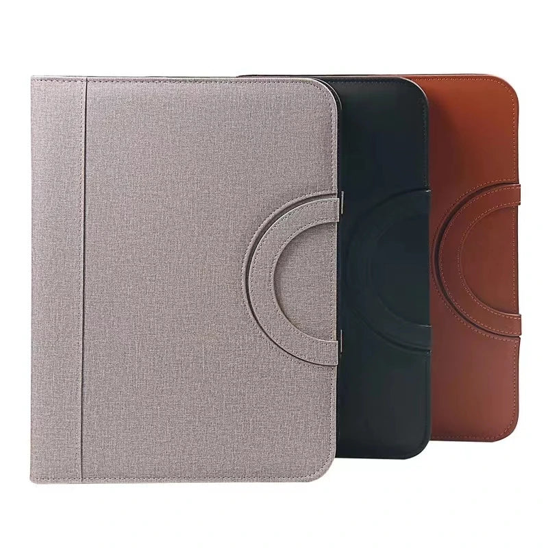 A4 Portable File Folder with Calculator Binder Organizer Manager Office Document Pad Briefcase PU Leather Padfolio Bag Customize