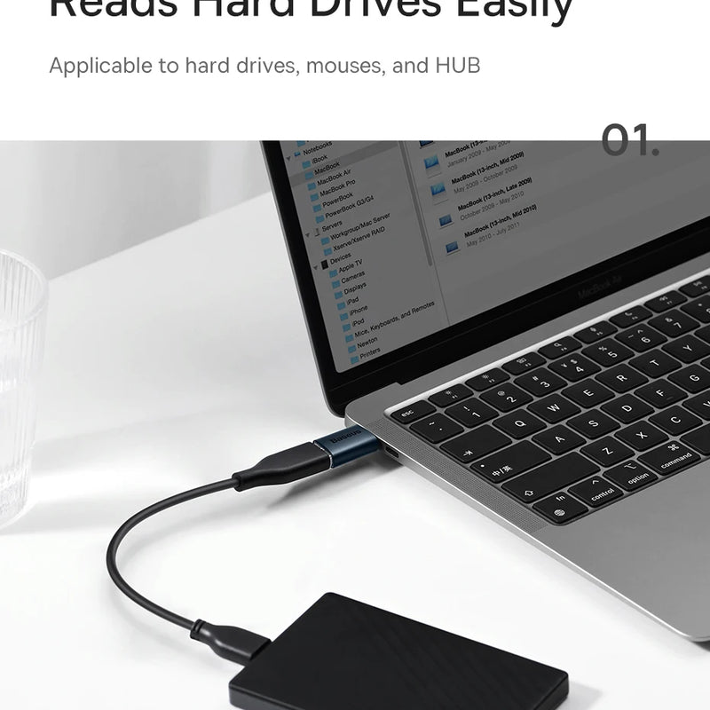 Baseus USB 3.1 OTG Adapter USB Type C to USB Female Converter For Macbook Pro Air Samsung S22 Xiaomi USB-C USBC OTG Connector