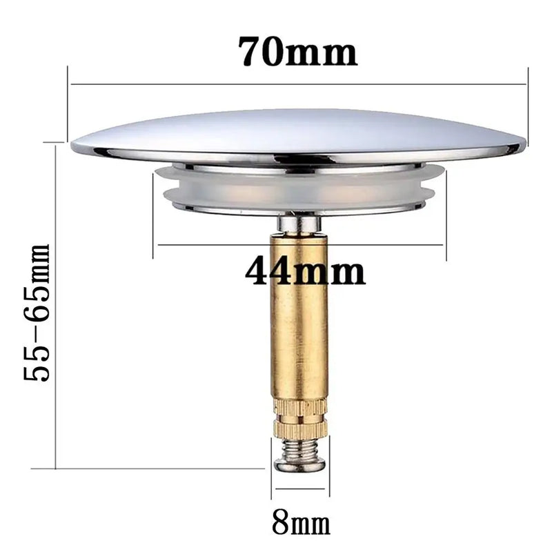 1Pcs New Pop Up Waste Stopper Bathtub Plug Only Flat Seal Brass Bath Stopper 70mm Adjustable Bathroom Tub Drain Filter
