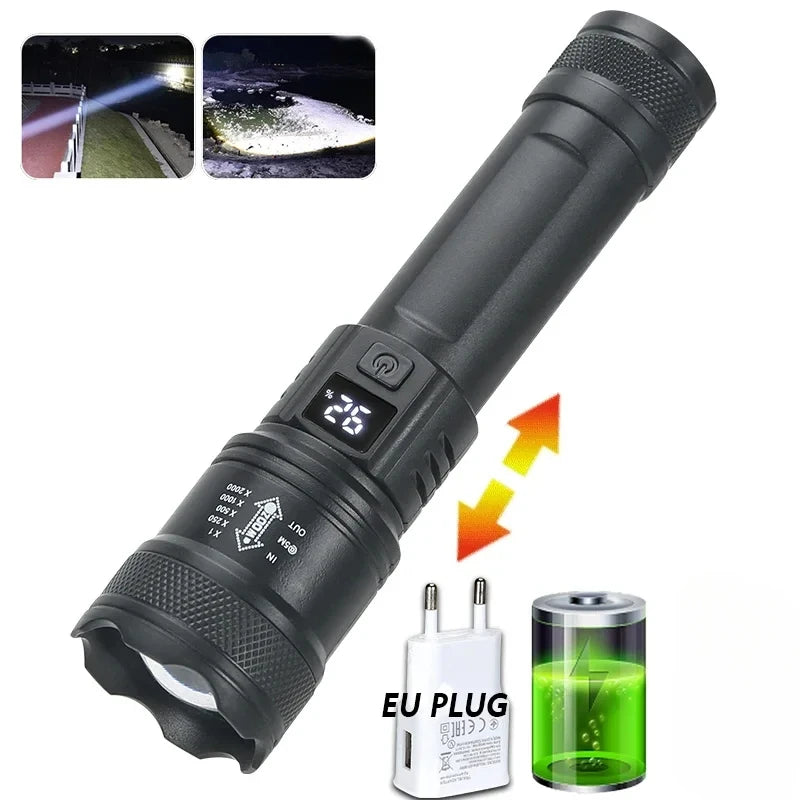 9900LM Powerful LED Flashlight Battery Display USB - View 8 | SAMAG