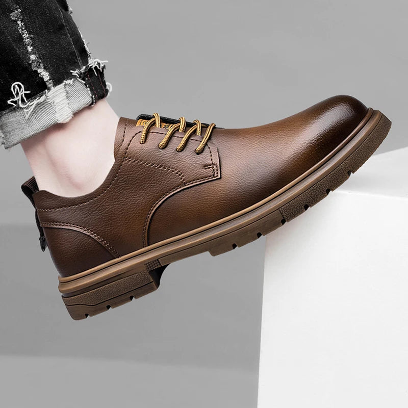 52/2000  CLOHOO handmade men's shoes business casual leather shoes breathable soft sole comfortable classic lace-up men's shoes
