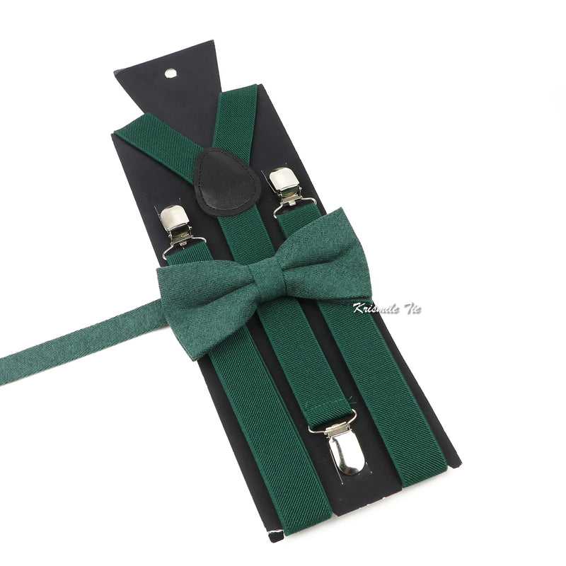 Fashion Men Kids Turquoise Green Suspender Bowtie Sets Elastic Solid Color Y - back Straps Butterfly - Visuel 18 | SAMAG