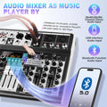 KDES KP8 Audio Mixer 8 Channel 99 DSP Effect Record PC 48V Phantom Power USB Sound Mixers Bluetooth DJ Console Mixing for Karaok