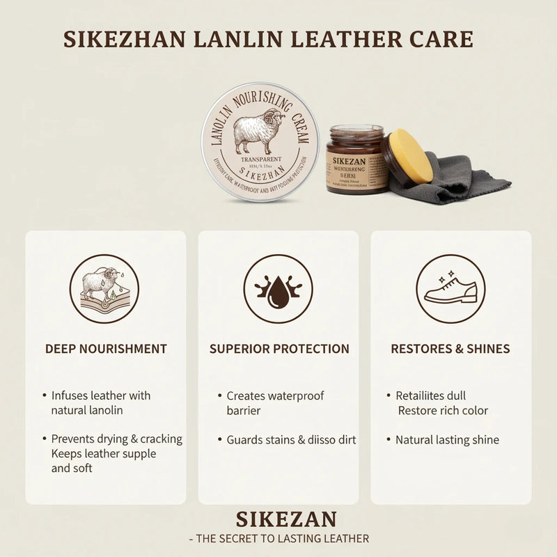 Professional Lanolin Leather Care Cream Shoe Conditioner Waterproof Wax Polish for Boots Bags Sofa Seat Repair & Shining Balsam