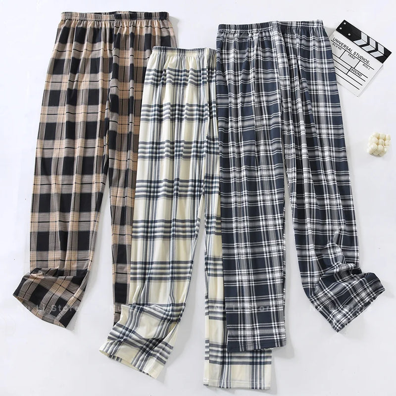 Men's Stylish Summer Pajama Pants, Thin Home Pants, Loose Breathable Air-Conditioned Pants with Elastic Waist