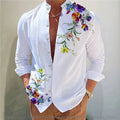 New men's shirt long-sleeved 3D printing flower pattern | SAMAG