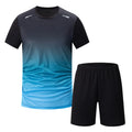 2-Piece Men's Suit Youth Four-Season Gradient T-Shirt Short-Sleeved Sports Quick-Drying Comfortable Home Wear Fashionable