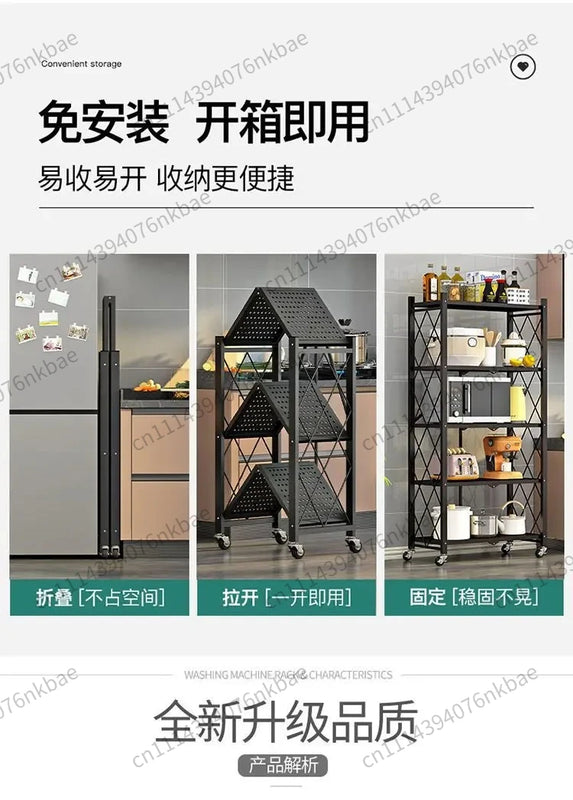 Tool - Free Foldable Microwave Storage Shelving, Removable Multi - Layer Kitchen Organizer Rack for Counter - View 6 | SAMAG